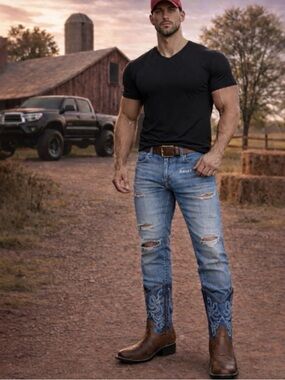 Cody James Brown & Blue Western Cowboy Boots Men’s Size 6D Leather Like New